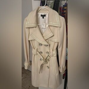 Bebe Cream Double-Breasted Trench Coat sold